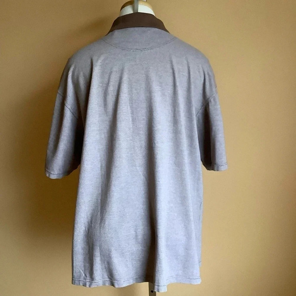 VINTAGE Brown Cotton Knit Polo Shirt Size L - Picture 13 of 14